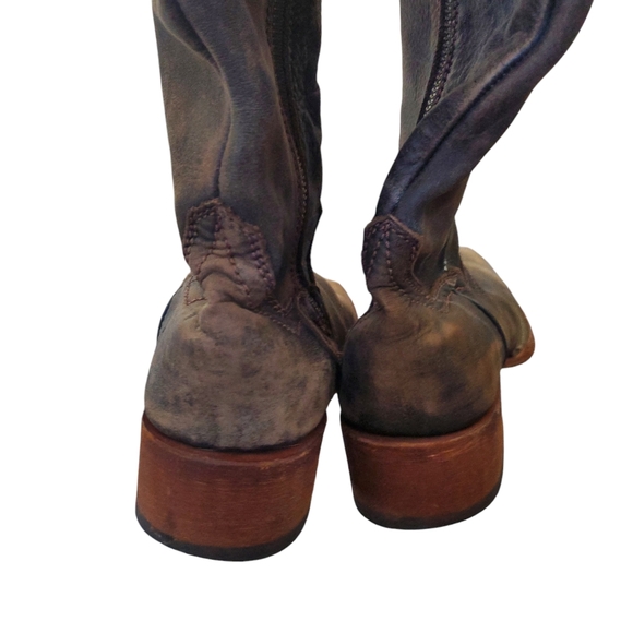 Dan Post Distressed Leather Square Toe Studded Boots Size 7.5 Style 3296 - Picture 11 of 13